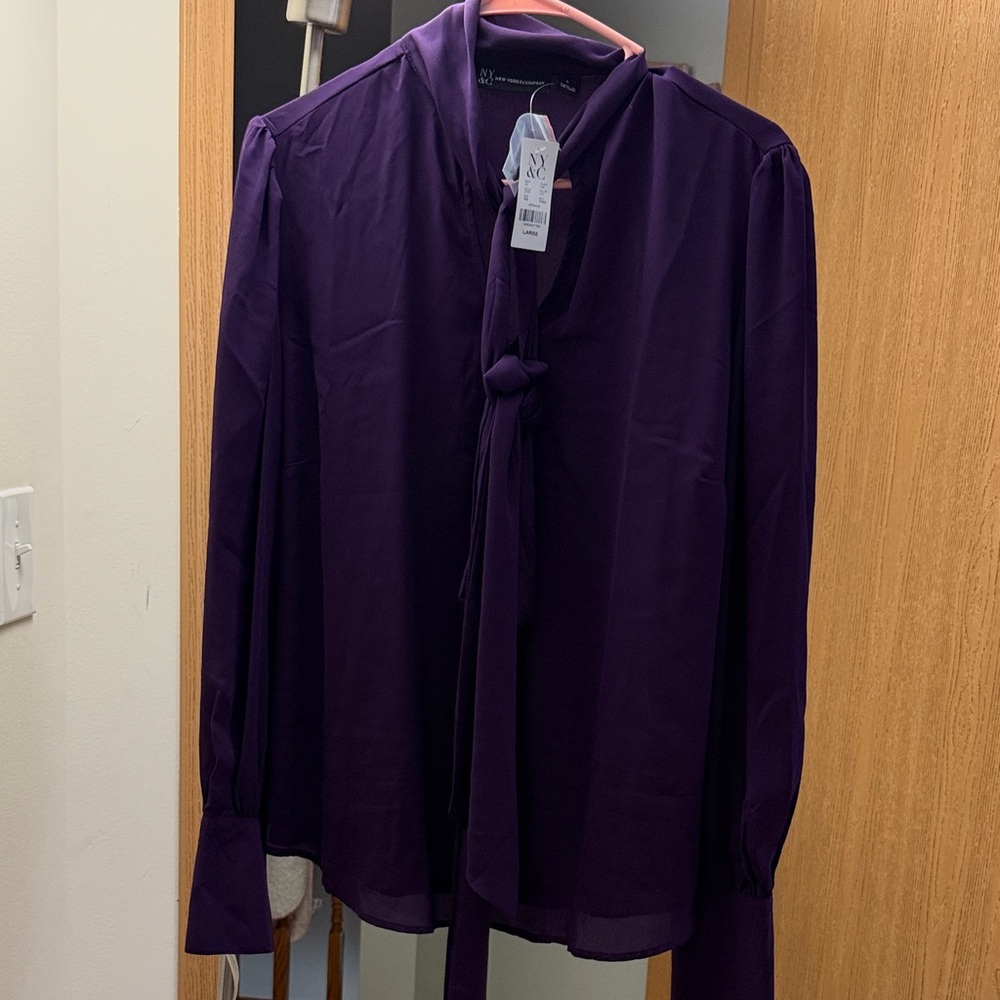 New York & Company Deep Purple Blouse size L